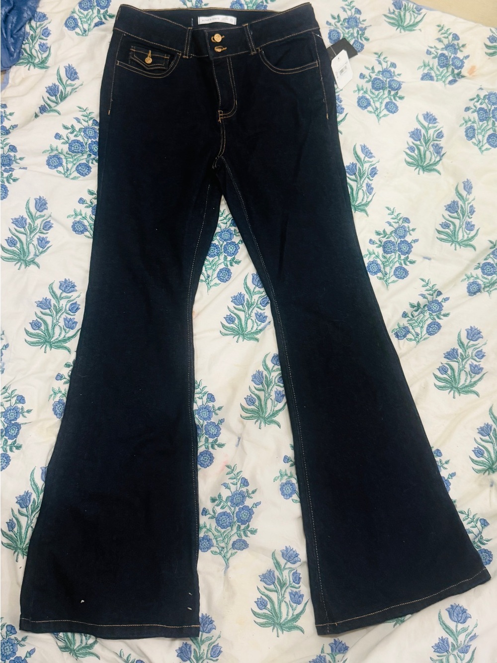 Altar'd State Black Flared Jeans with Contrast Stitching